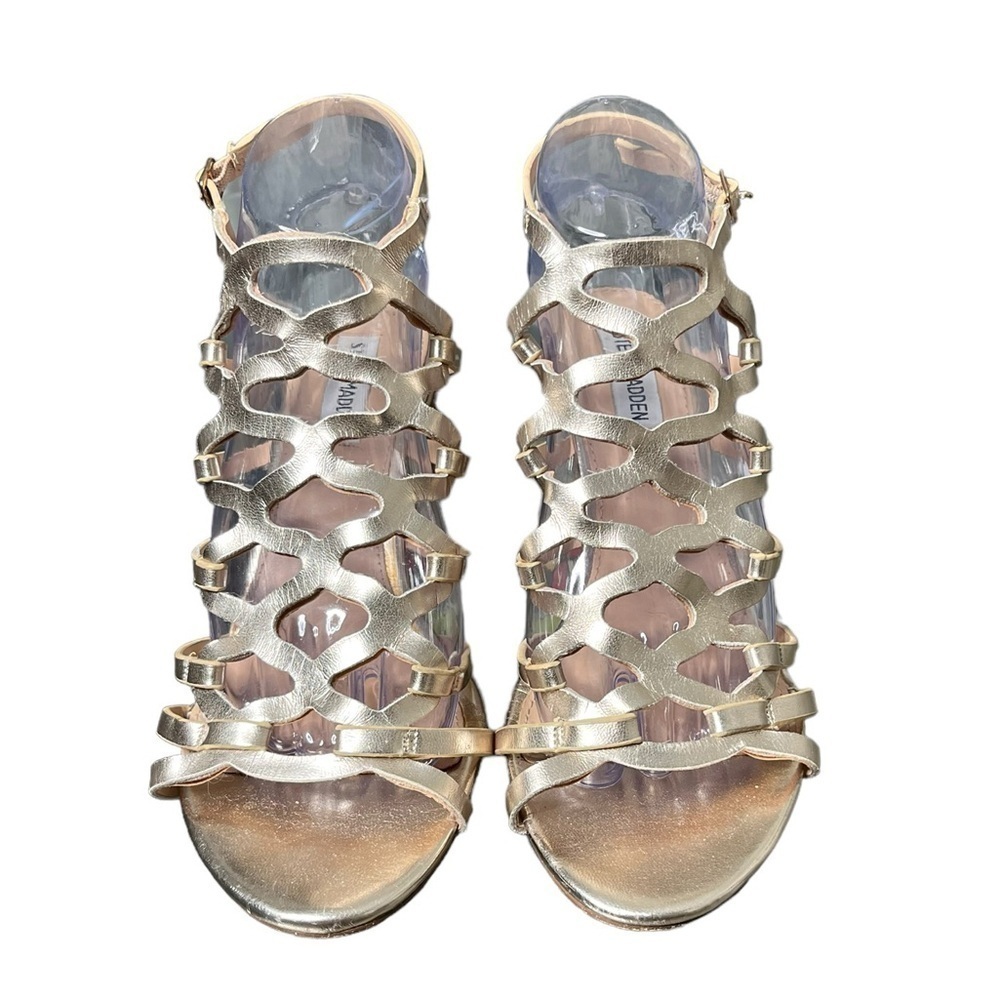 Steve Madden Christina Wedge sandals, gladiator, heel, Gold strap size 9 - Picture 10 of 16